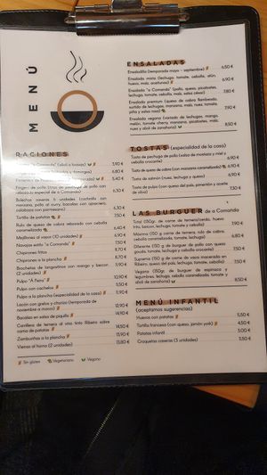Menu at A Comanda in Ribadavia