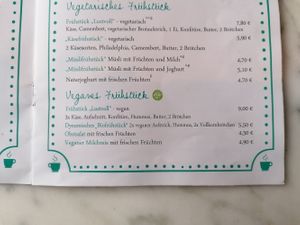 Vegan breakfast options at Café Vorndran in Schweinfurt