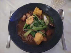 Miso Soba Dashi with Tofu and Shiitake mushrooms at Place to V in Lenzen Elbe