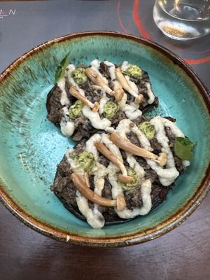 Vegan traditional dish, mushroom based   at Kritamon Coffee Wine Food in Crete