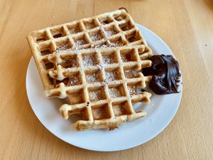Freshly made belgian waffles  at ahead Burghotel in Lenzen Elbe