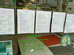 Capa verde menu at Capa Verde in Porto