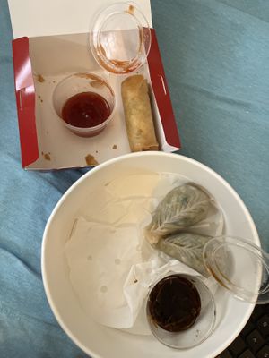 The dumplings and spring rolls were great even when delivered 👍🏼   at Nan Xiang Xiao Long Bao in Flushing