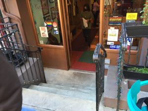 Stairs down to venue (note: not wheelchair accessible). at Alice's Tea Cup Chapter 1 in New York City