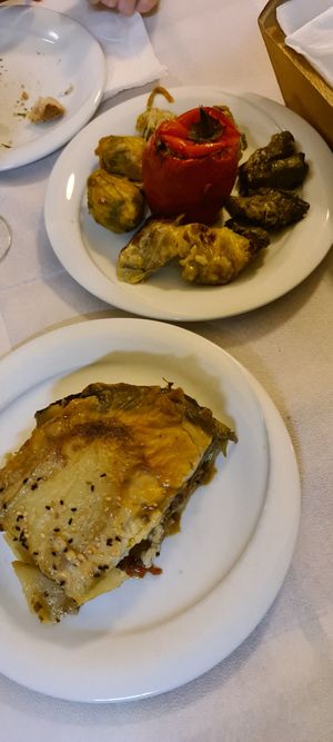 Vegan moussaka and stuffed vegetables at To Stachi in Crete