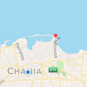 Here's a map which shows how to get there (it's a ten minute walk from the bus station to Minoos).  at To Stachi in Crete