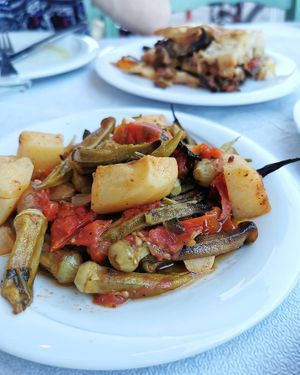 Okra dish at To Stachi in Crete