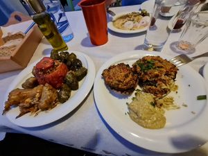 Stuffed mushrooms, wine leaves... at To Stachi in Crete