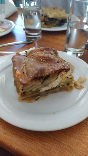 Boureki with local cheese at To Stachi in Crete