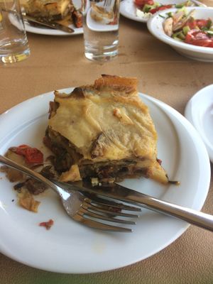 Vegan moussaka at To Stachi in Crete