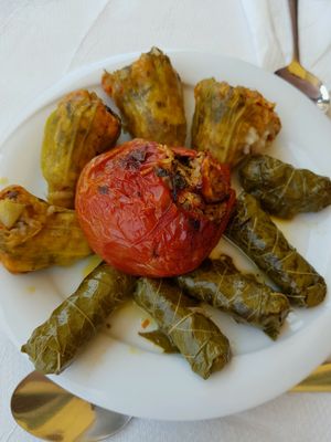 stuffed veg and vine leafs at To Stachi in Crete