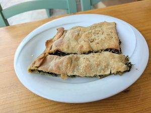 Cretan spinach pie (vegan no feta) at To Stachi in Crete