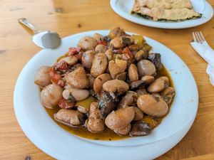 Stifado mushrooms (that comes with those gigantic Lima beans) at To Stachi in Crete