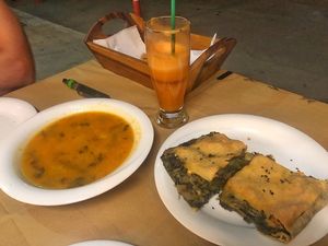 Soup of the day-spinach pie at To Stachi in Crete
