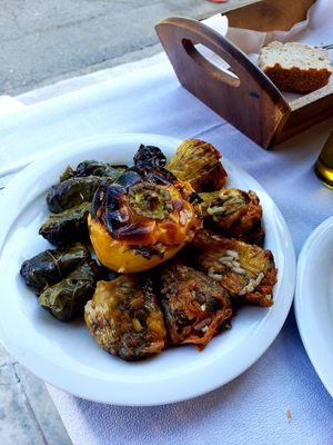 Stuffed zucchini flowers at To Stachi in Crete