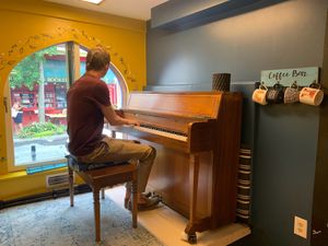 Live piano music at Krishna Kitchen in Newburgh