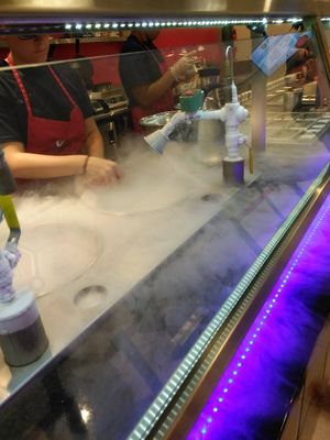 Nitrogen process at Sub Zero Nitrogen Ice Cream - E 82nd St in Indianapolis