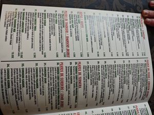 Menu at Taj Mahal in Segovia