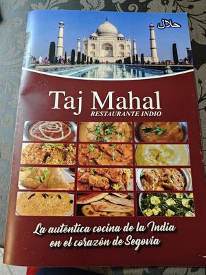 Menu at Taj Mahal in Segovia