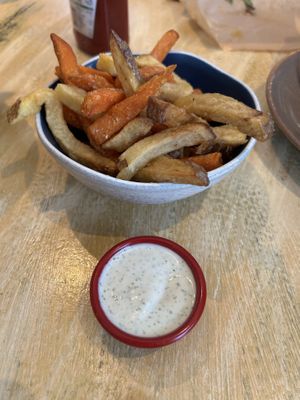 Sweet potato and potato friess  at My True Burger and Vegan in Mallorca