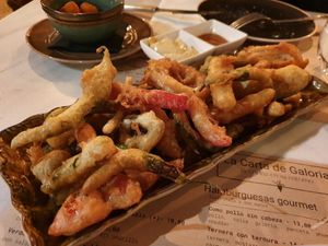 Vegetable tempura. Included many pepper varieties from the region at Restaurante Galoria in Burgos