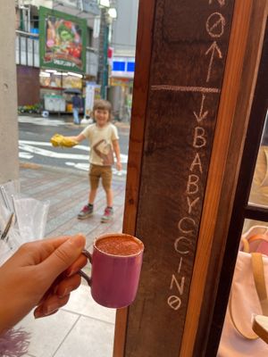 So cute! THEY HAVE BABYCCINO’s for kids  at The Nuts Exchange in Tokyo