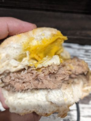 Egg sausage muffin vegan at The Nuts Exchange in Tokyo