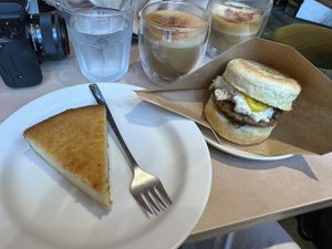Cheese cake and egg muffinns  at The Nuts Exchange in Tokyo