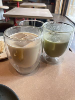 Macadamia espresso and matcha   at The Nuts Exchange in Tokyo