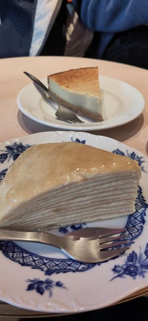 Crepe cake and cheesecakee  at The Nuts Exchange in Tokyo