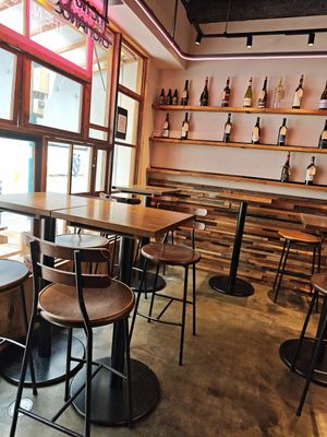 Inside - just a few tables at The Nuts Exchange in Tokyo