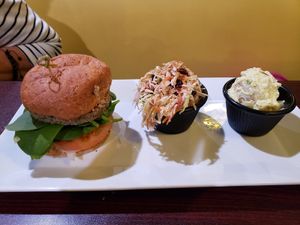 Burger. So good at Ohana Cafe in Ozona