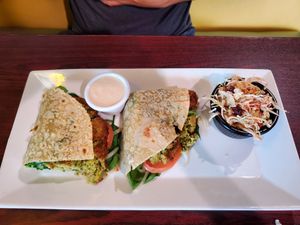 Vegan Falafel on GF Wrap at Ohana Cafe in Ozona