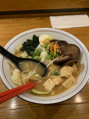 Vegetarian miso ramen. You can omit the egg    at Maru Ramen in Ithaca