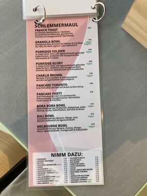 Breakfast options, all green is vegan! at Kaffeesaurus in Bonn