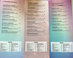 Menu  at Kaffeesaurus in Bonn