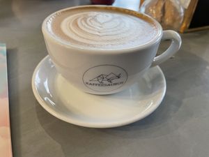 Hot chocolate (oatmilk) with espresso shot  at Kaffeesaurus in Bonn