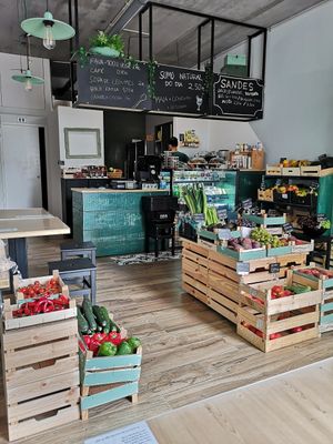 Inside the restaurant at Fava Mercearia Café in Lagos