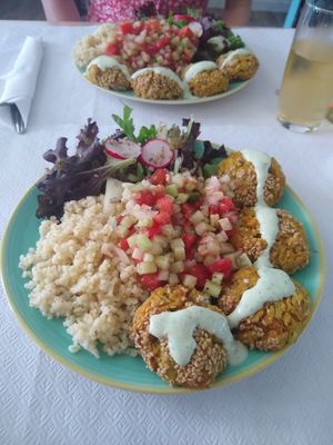Lunch plate at Fava Mercearia Café in Lagos