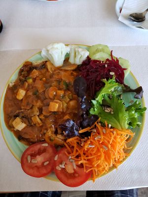Tofu and mushrooms strogonoff at Fava Mercearia Café in Lagos