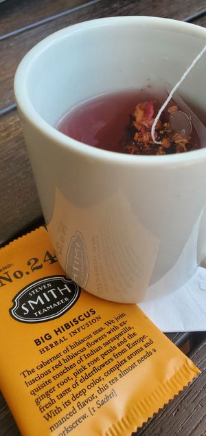 Caffeine free hibiscus hot tea at Turning Point in Newtown