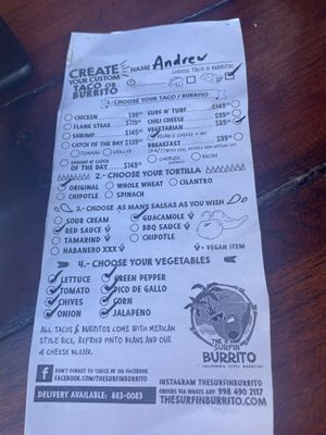 Create your own burrito  at The Surfin Burrito in Cancun