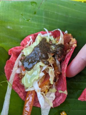 Bean and rice taco at The Surfin Burrito in Cancun