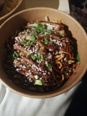Chow mein duck at Cheungs Vegan Kitchen in Bristol