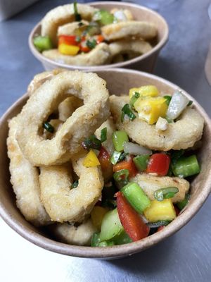 Typhoon vegan calamari  at Cheungs Vegan Kitchen in Bristol