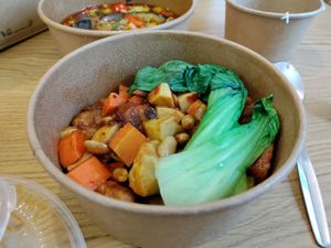 Vegan chikin with carrot and palm of heart? at Cheungs Vegan Kitchen in Bristol