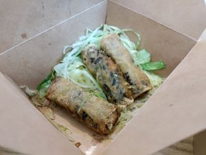 Spring rolls full of black mushrooms at Cheungs Vegan Kitchen in Bristol