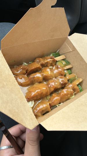 Satay skewers   at Cheungs Vegan Kitchen in Bristol