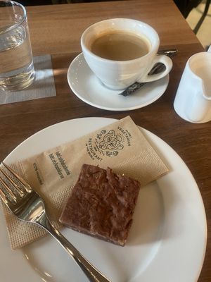 Vegan brownie  at Hiltl Pflanzbar in Zurich