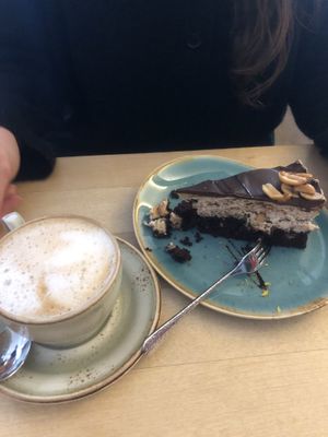 Snickers cake and cappuccino   at Max Pett in Munich